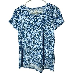 Women's LILLY PULITZER Blue & White T-Shirt Small